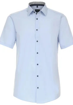 VENTI modern fit overhemd, korte mouw, popeline, blauw