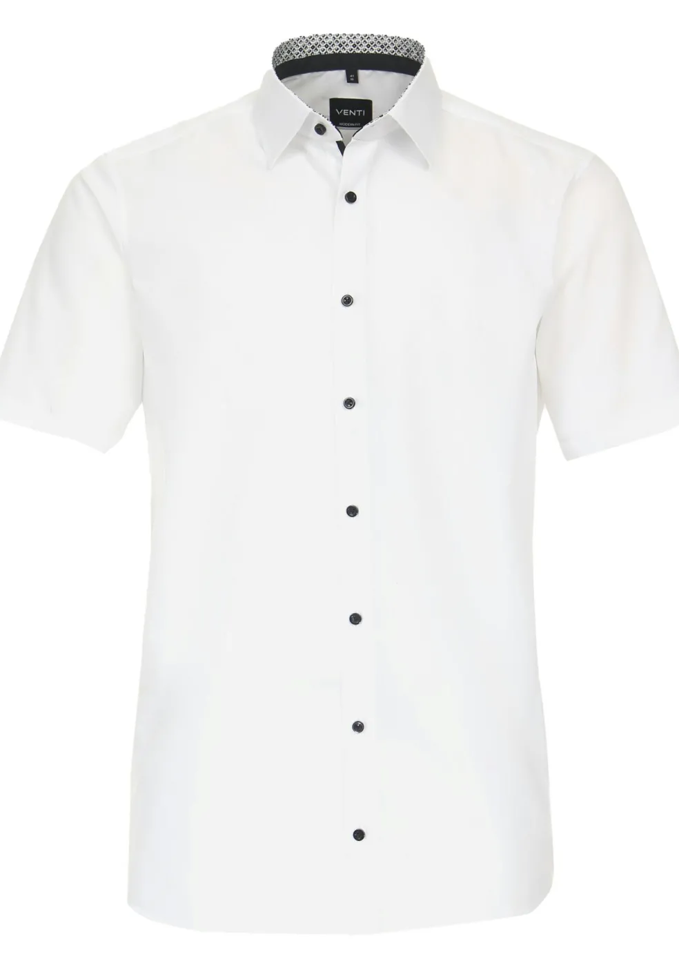 VENTI modern fit overhemd, korte mouw, popeline, wit