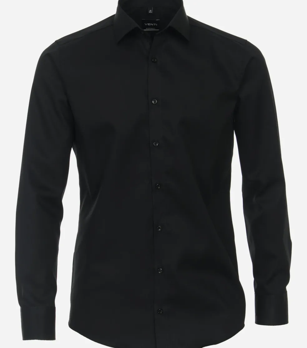 VENTI modern fit overhemd, mouwlengte 7, twill, zwart