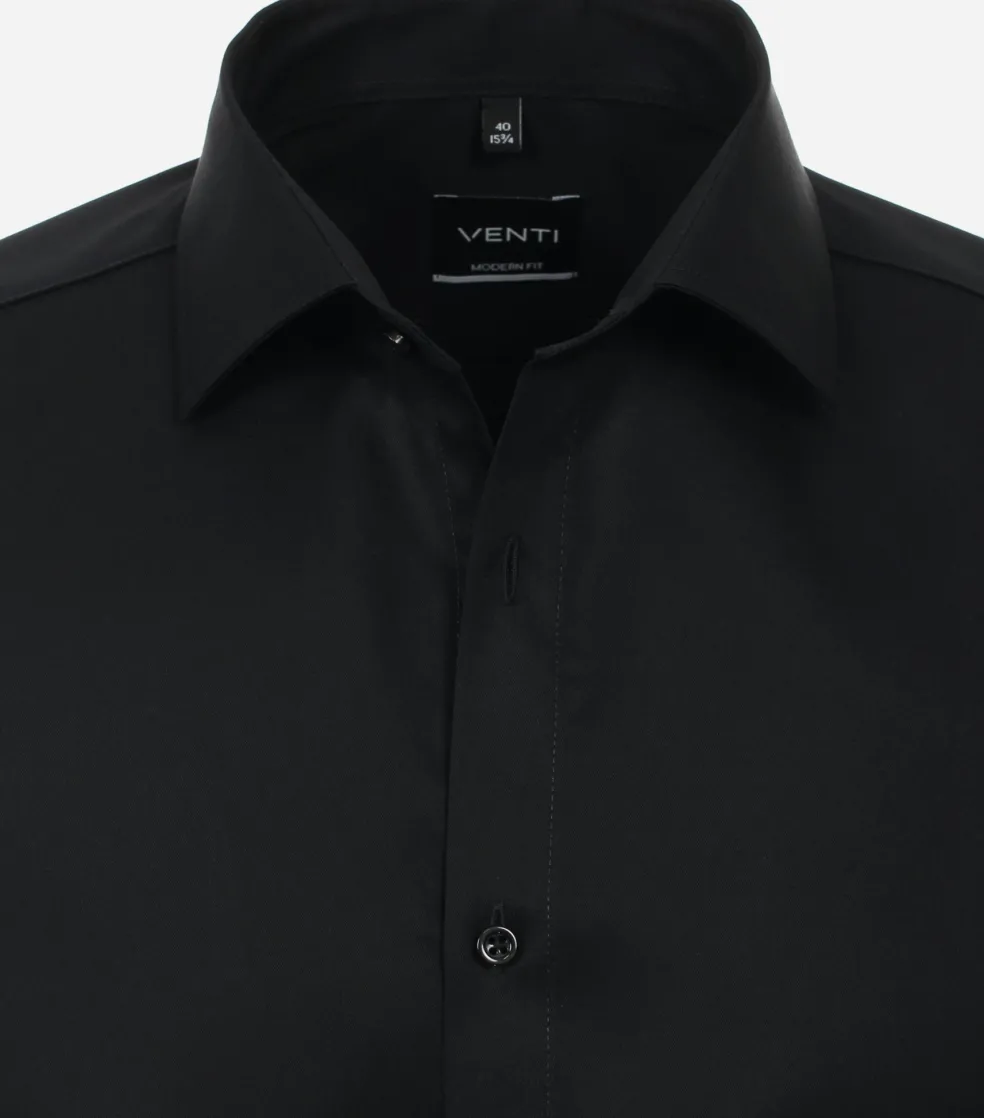 VENTI modern fit overhemd, mouwlengte 7, twill, zwart