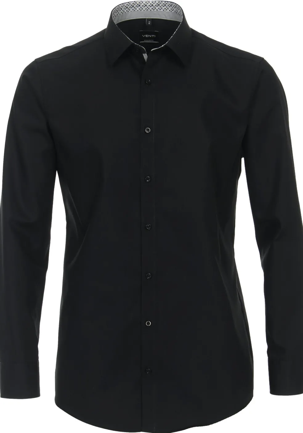 VENTI modern fit overhemd, mouwlengte 72 cm, popeline, zwart