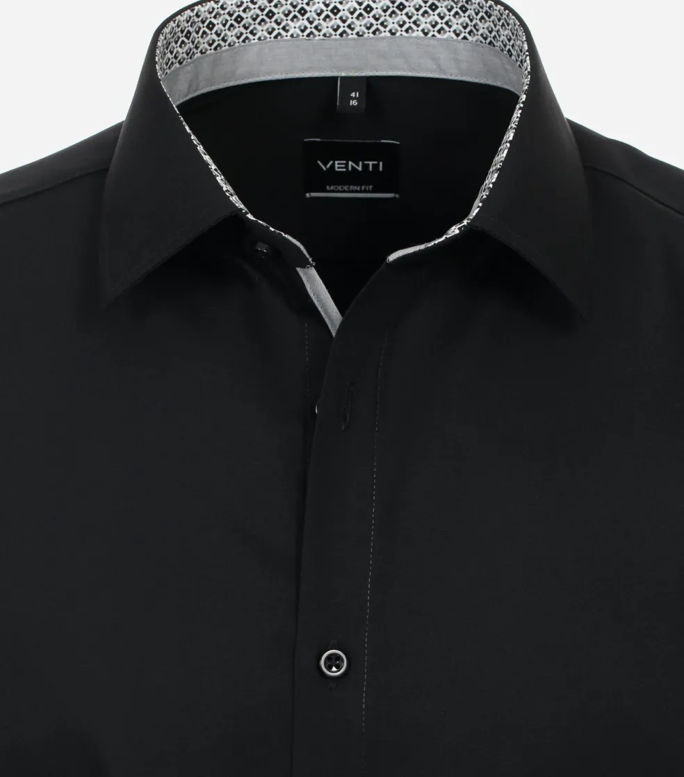 VENTI modern fit overhemd, mouwlengte 72 cm, popeline, zwart