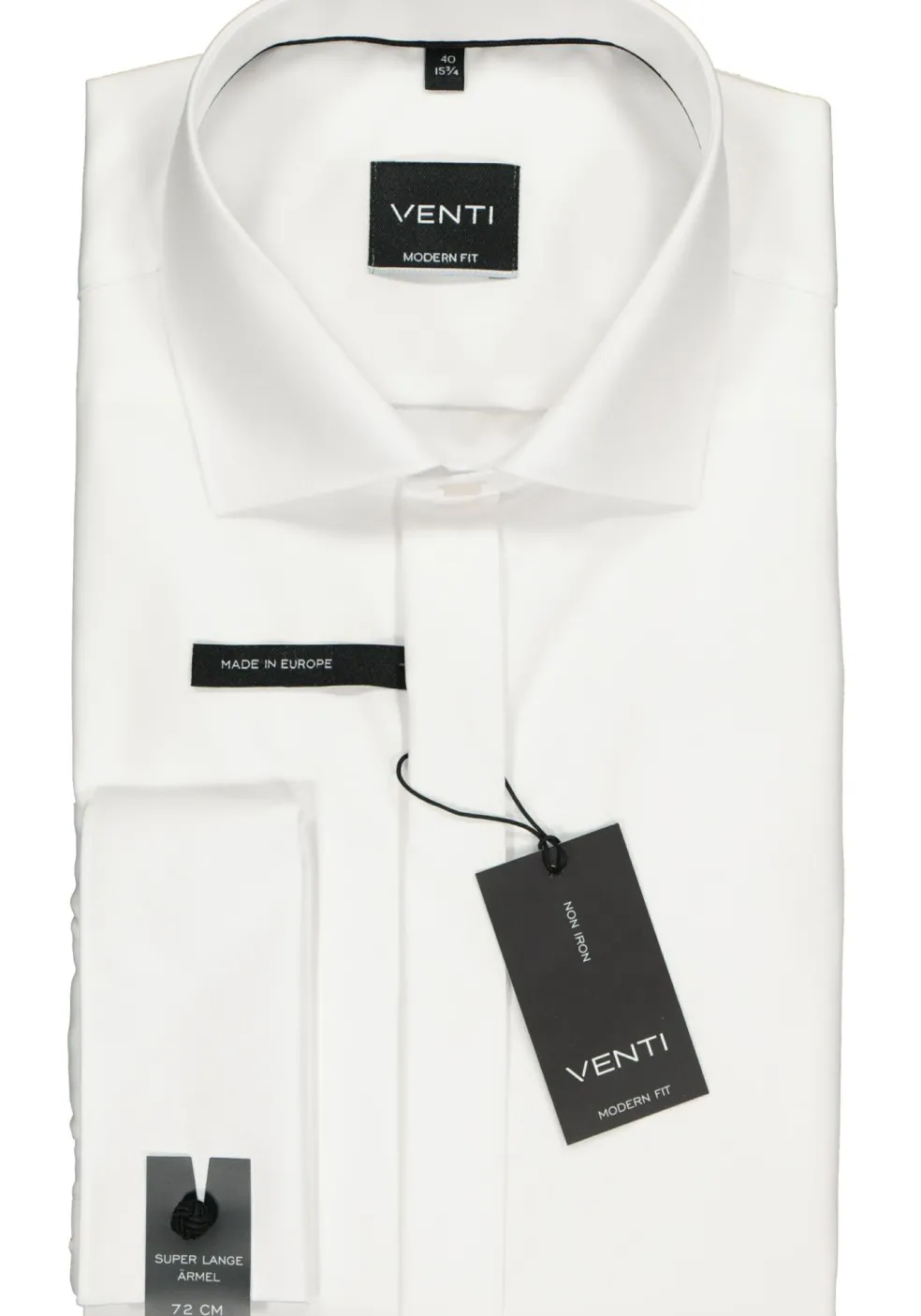 VENTI modern fit overhemd, mouwlengte 72 cm, dubbele manchet, wit
