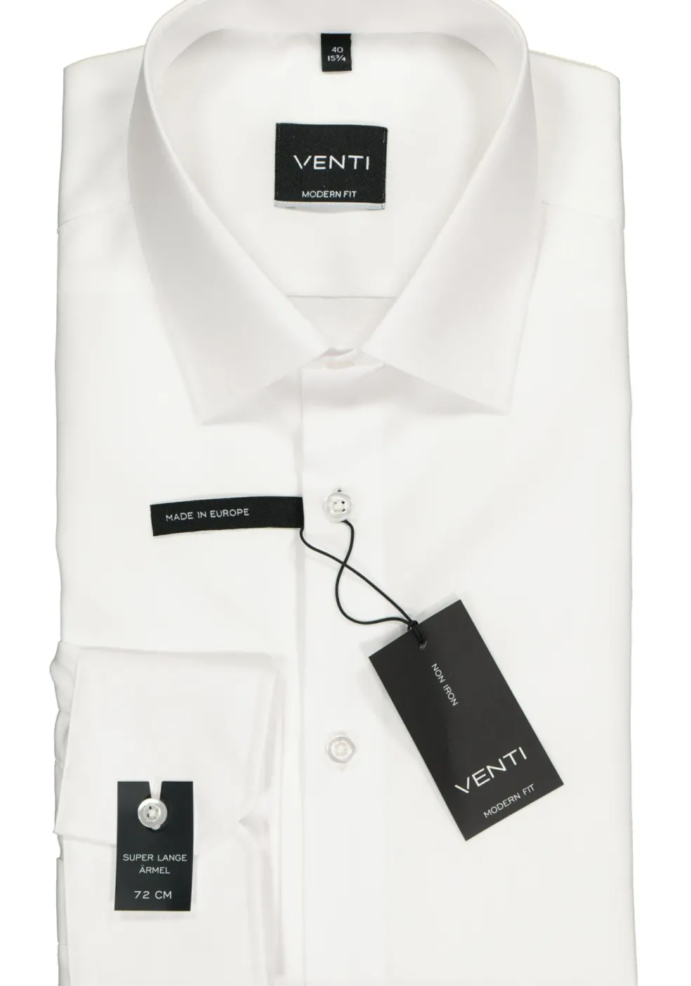 VENTI modern fit overhemd, mouwlengte 72, wit