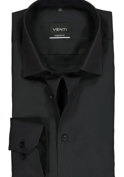 VENTI modern fit overhemd, mouwlengte 72, zwart