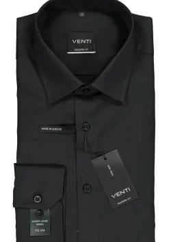 VENTI modern fit overhemd, mouwlengte 72, zwart