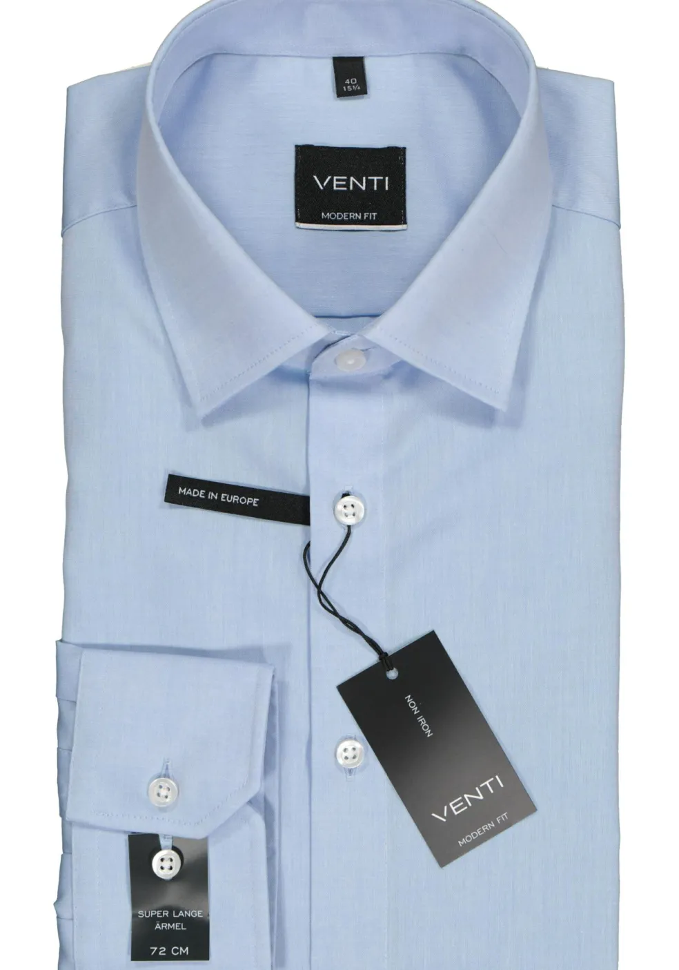 VENTI modern fit overhemd, mouwlengte 72, lichtblauw