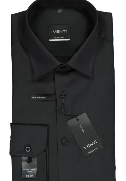 VENTI modern fit overhemd, mouwlengte 7, zwart