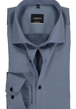 VENTI modern fit overhemd, mouwlengte 7, twill, grijsblauw