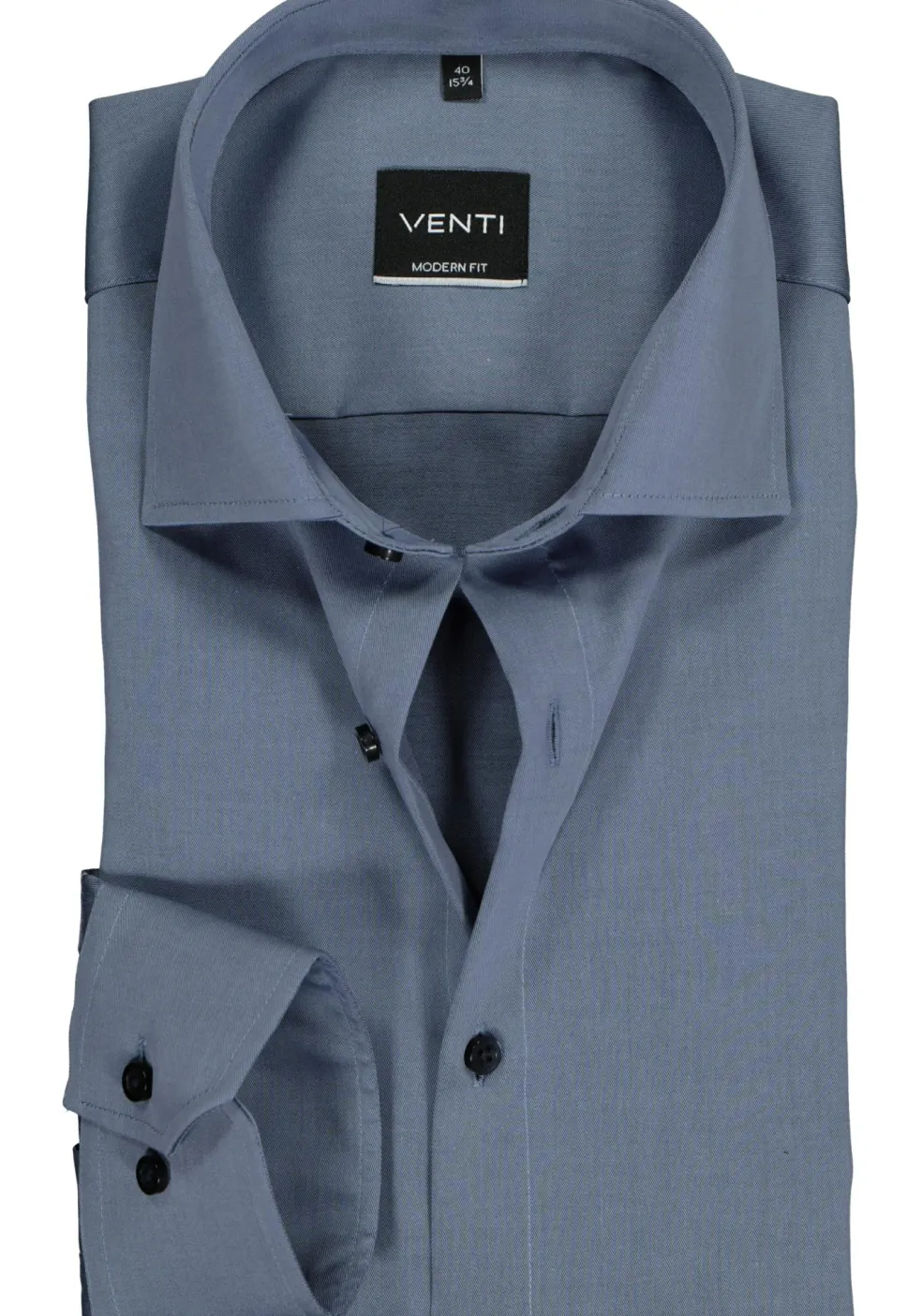 VENTI modern fit overhemd, mouwlengte 7, twill, grijsblauw