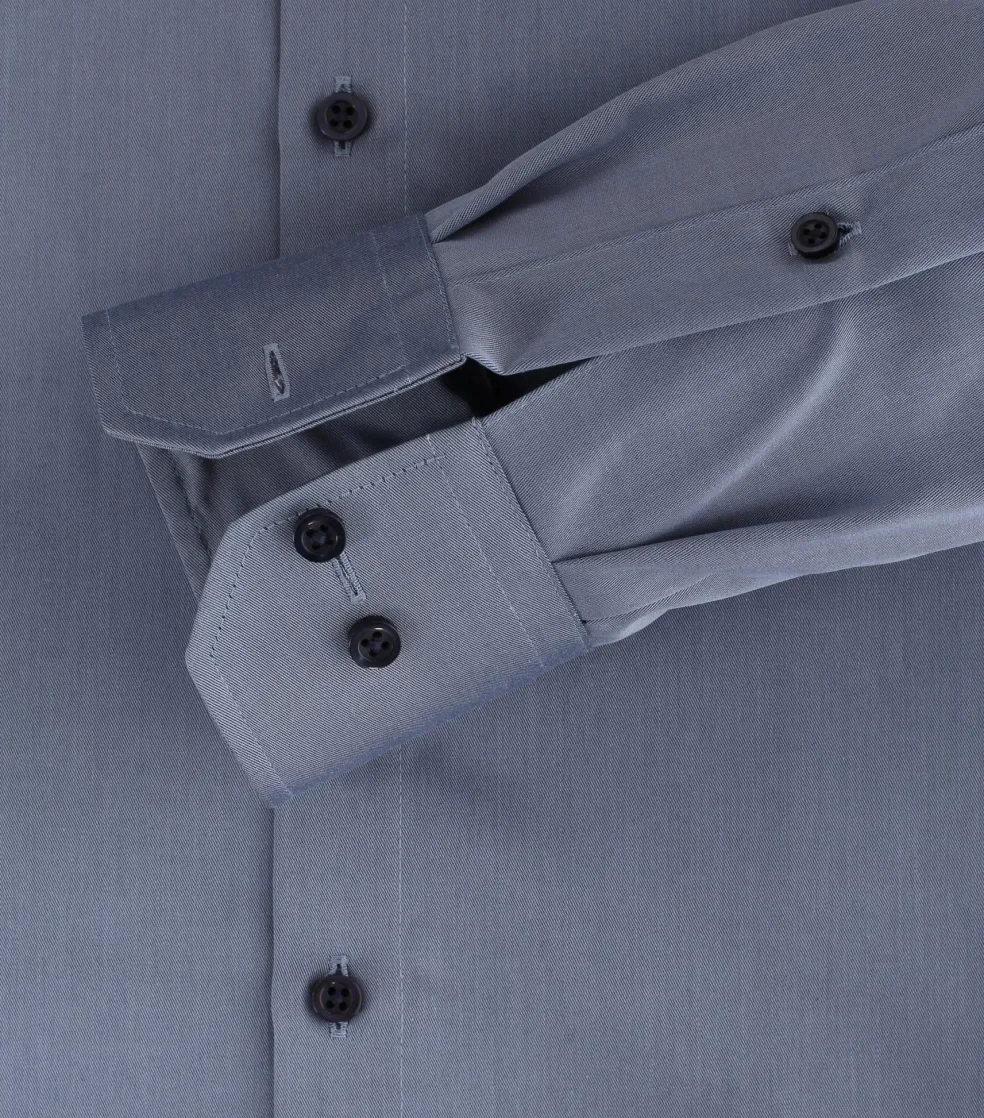 VENTI modern fit overhemd, mouwlengte 7, twill, grijsblauw
