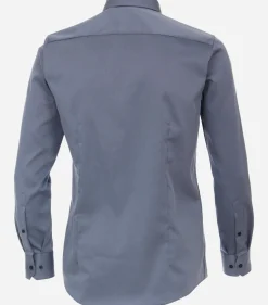 VENTI modern fit overhemd, mouwlengte 7, twill, grijsblauw