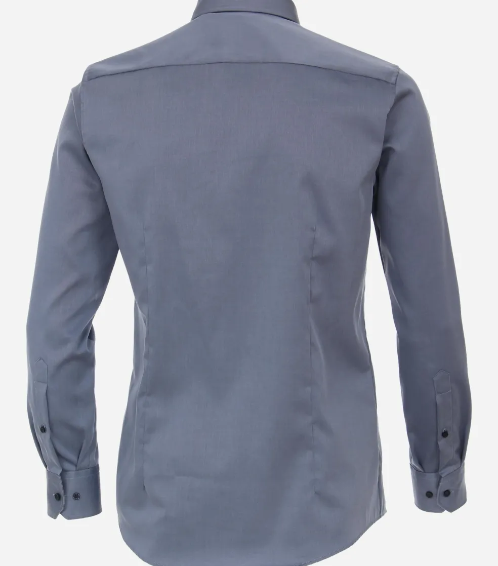 VENTI modern fit overhemd, mouwlengte 7, twill, grijsblauw