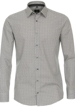 VENTI modern fit overhemd, popeline, antraciet dessin