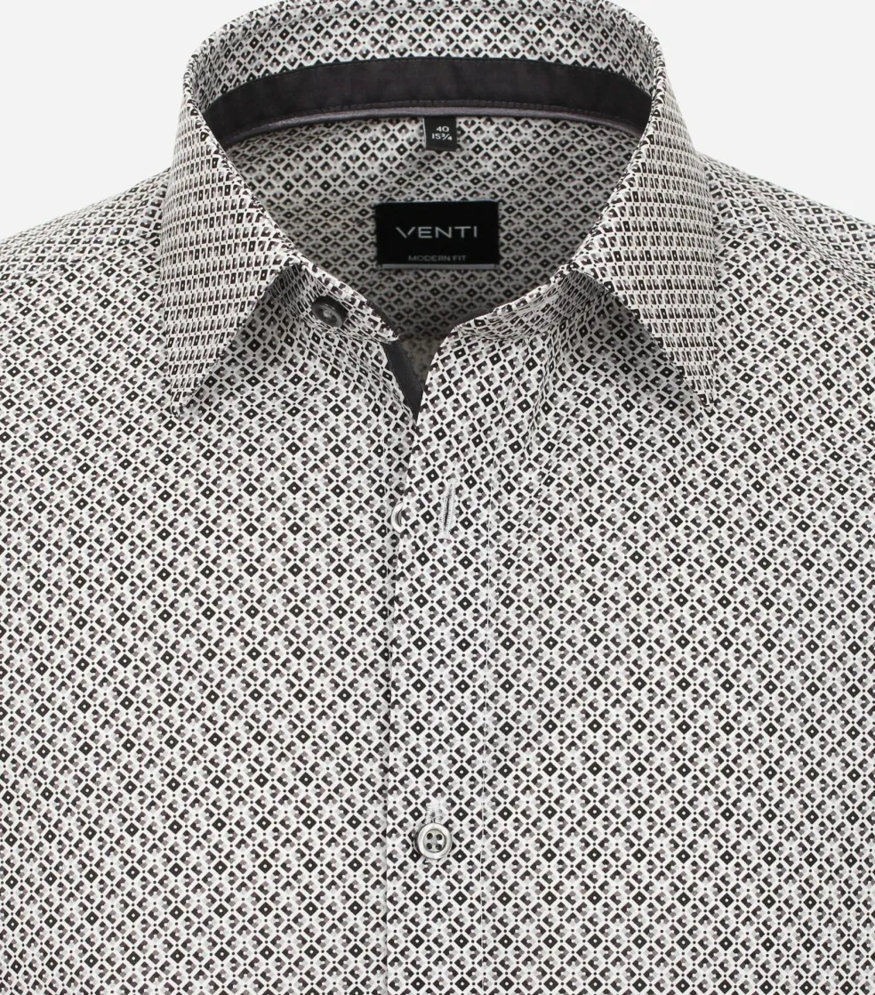 VENTI modern fit overhemd, popeline, antraciet dessin