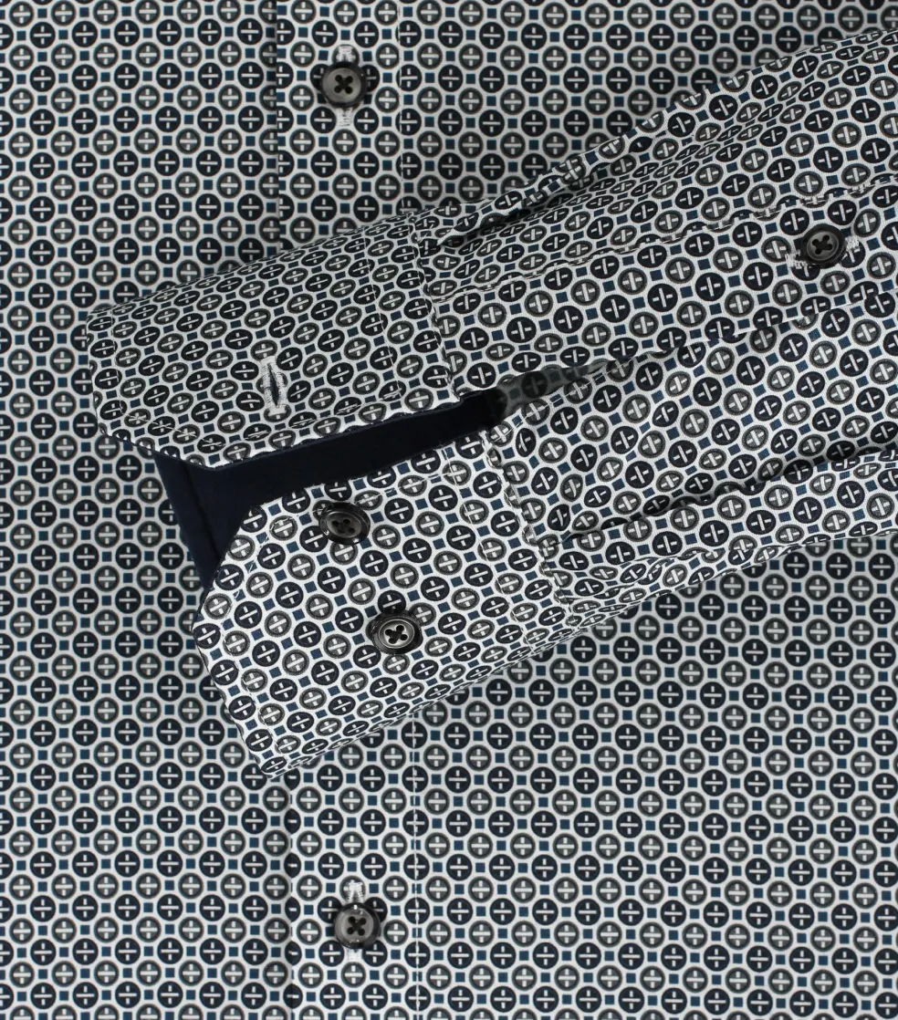 VENTI modern fit overhemd, popeline, blauw dessin