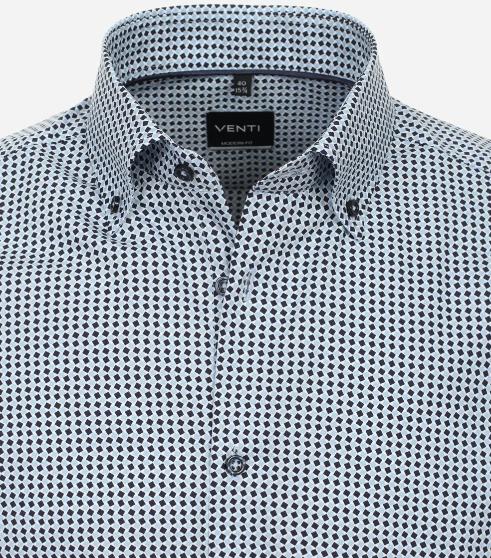 VENTI modern fit overhemd, popeline, blauw dessin