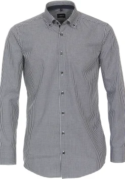 VENTI modern fit overhemd, popeline, blauw met wit geruit