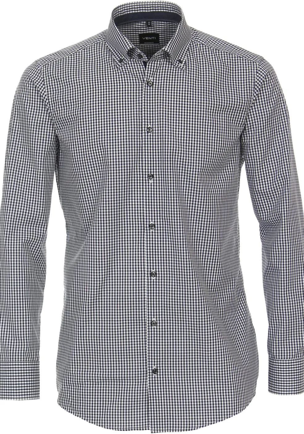 VENTI modern fit overhemd, popeline, blauw met wit geruit