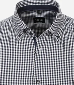 VENTI modern fit overhemd, popeline, blauw met wit geruit