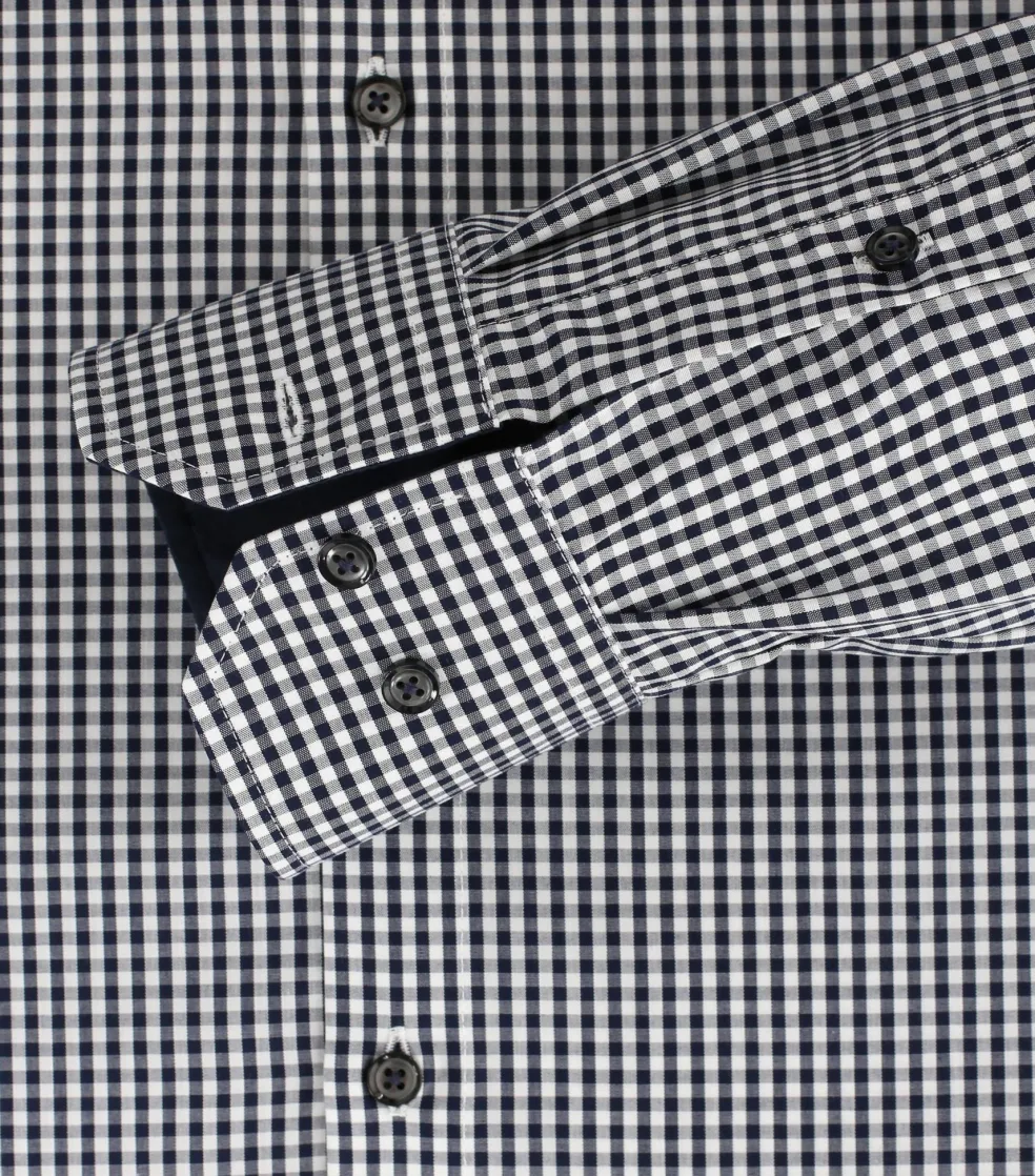 VENTI modern fit overhemd, popeline, blauw met wit geruit