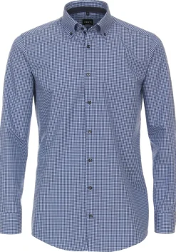 VENTI modern fit overhemd, popeline, blauw met wit geruit