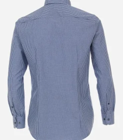 VENTI modern fit overhemd, popeline, blauw met wit geruit