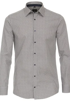 VENTI modern fit overhemd, popeline, bruin dessin