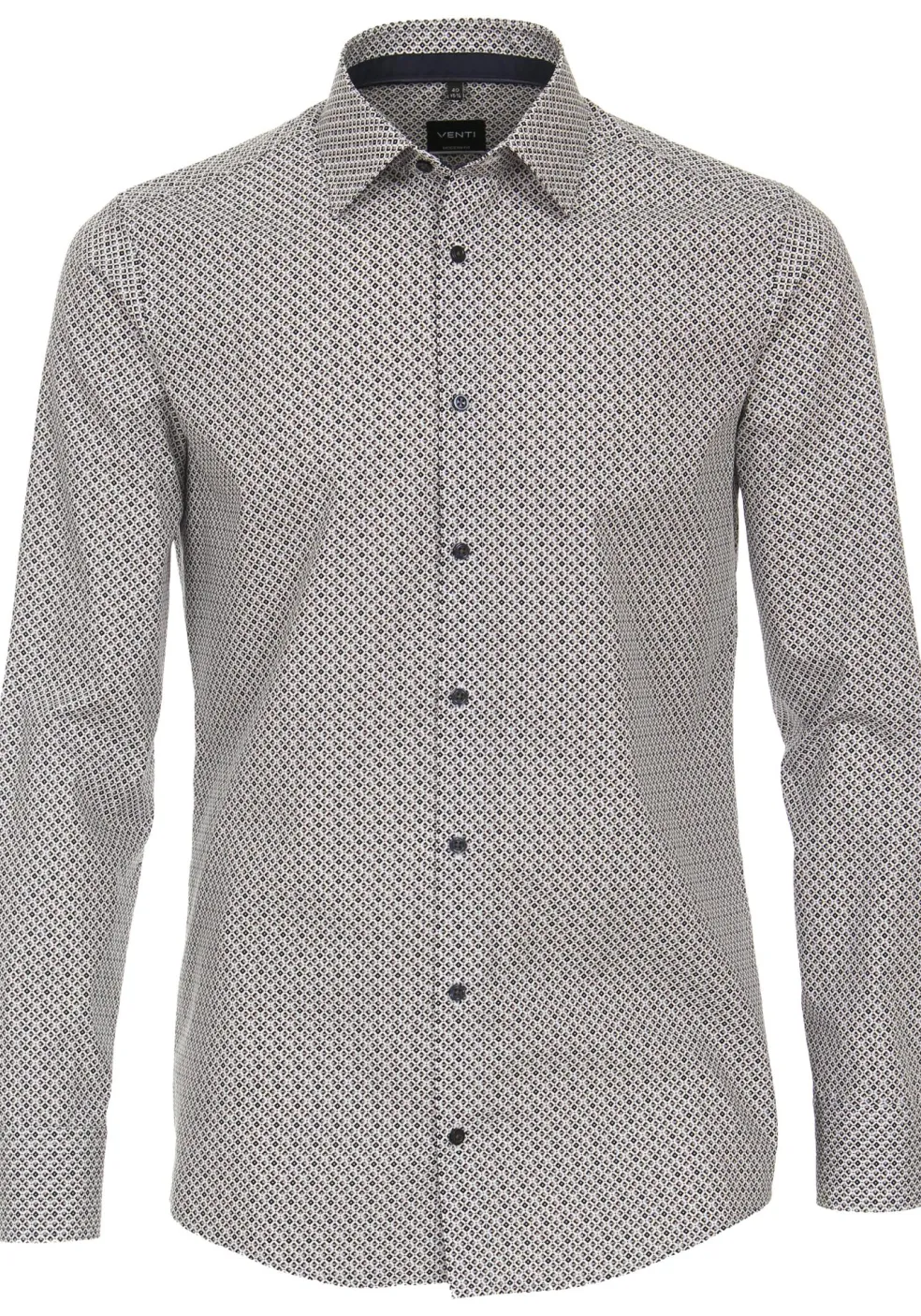 VENTI modern fit overhemd, popeline, bruin dessin