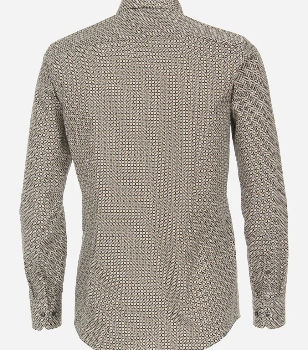 VENTI modern fit overhemd, popeline, geel dessin
