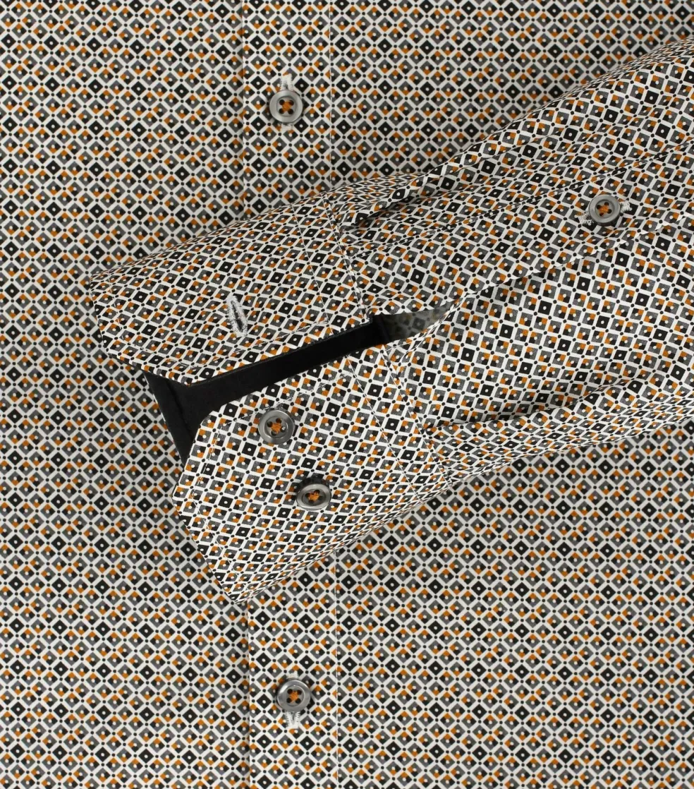 VENTI modern fit overhemd, popeline, geel dessin