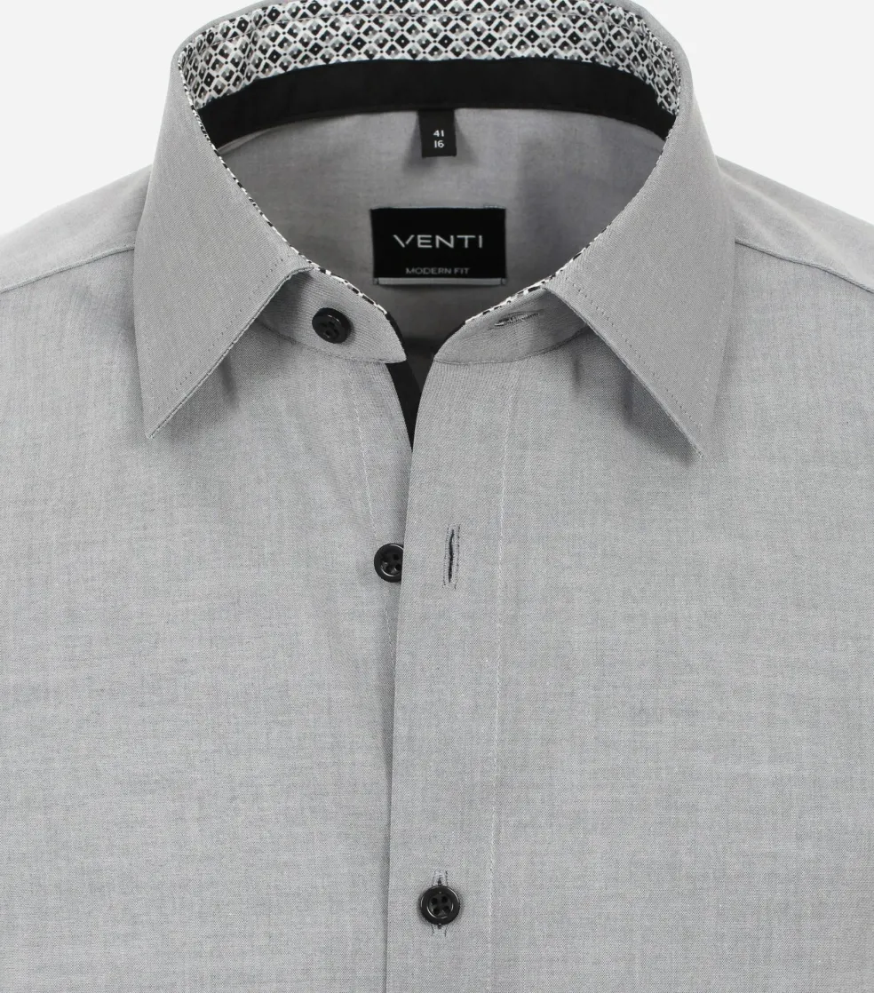 VENTI modern fit overhemd, popeline, grijs