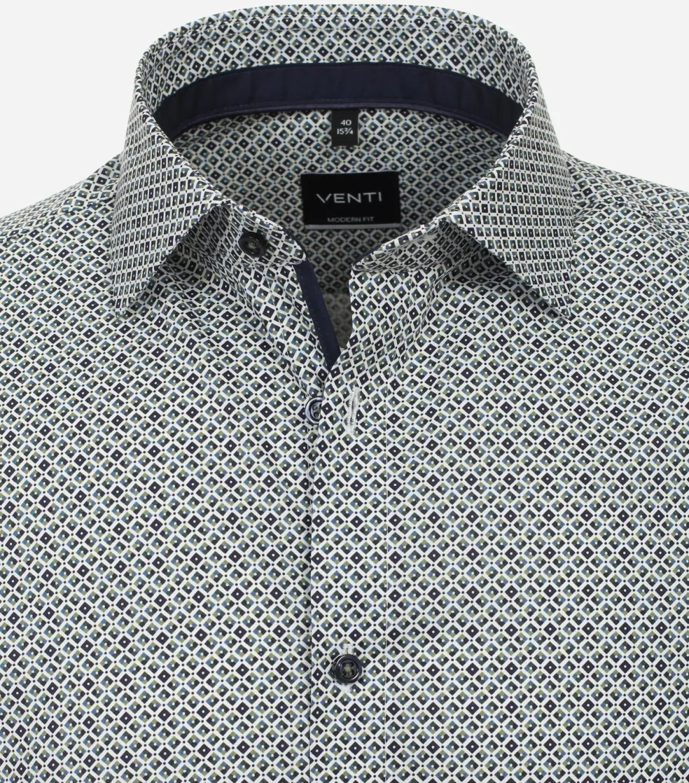 VENTI modern fit overhemd, popeline, groen dessin