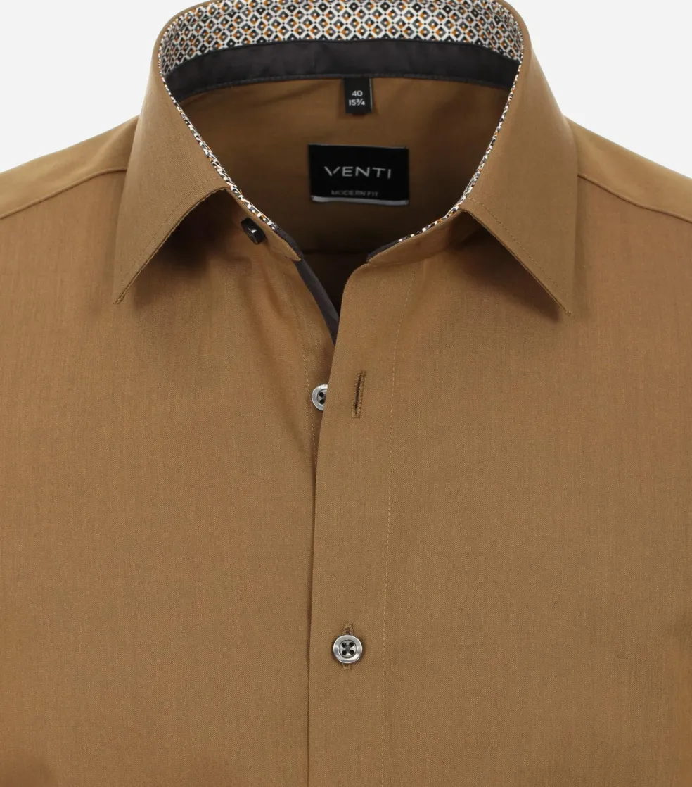 VENTI modern fit overhemd, popeline, okergeel
