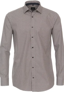VENTI modern fit overhemd, popeline, rood dessin