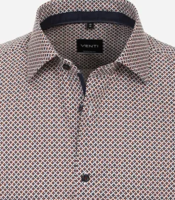 VENTI modern fit overhemd, popeline, rood dessin