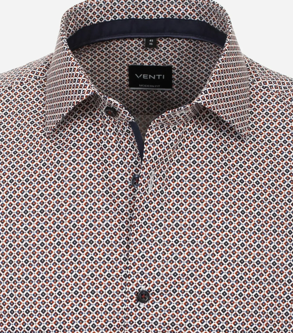 VENTI modern fit overhemd, popeline, rood dessin