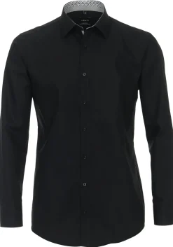 VENTI modern fit overhemd, popeline, zwart