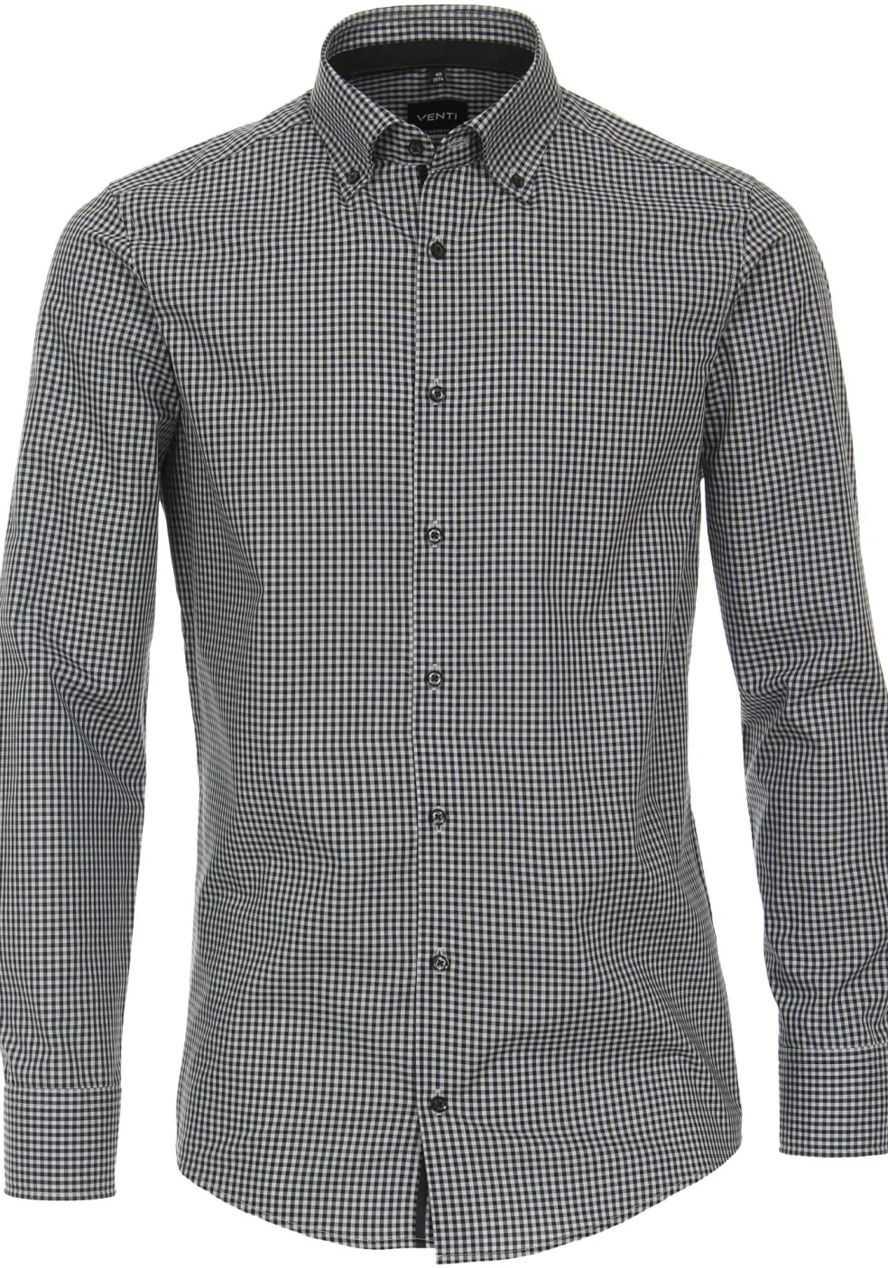 VENTI modern fit overhemd, popeline, zwart met wit geruit