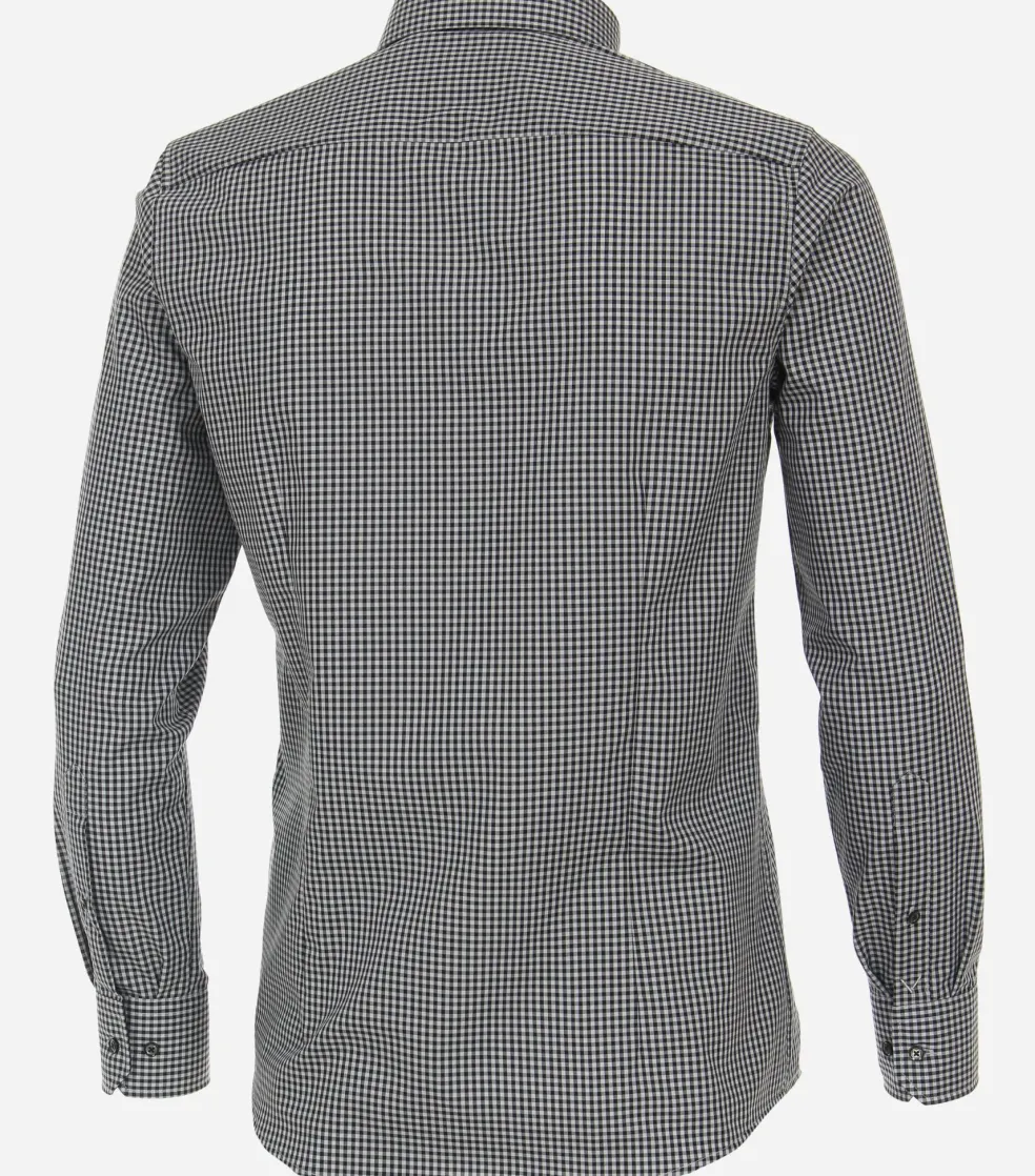 VENTI modern fit overhemd, popeline, zwart met wit geruit