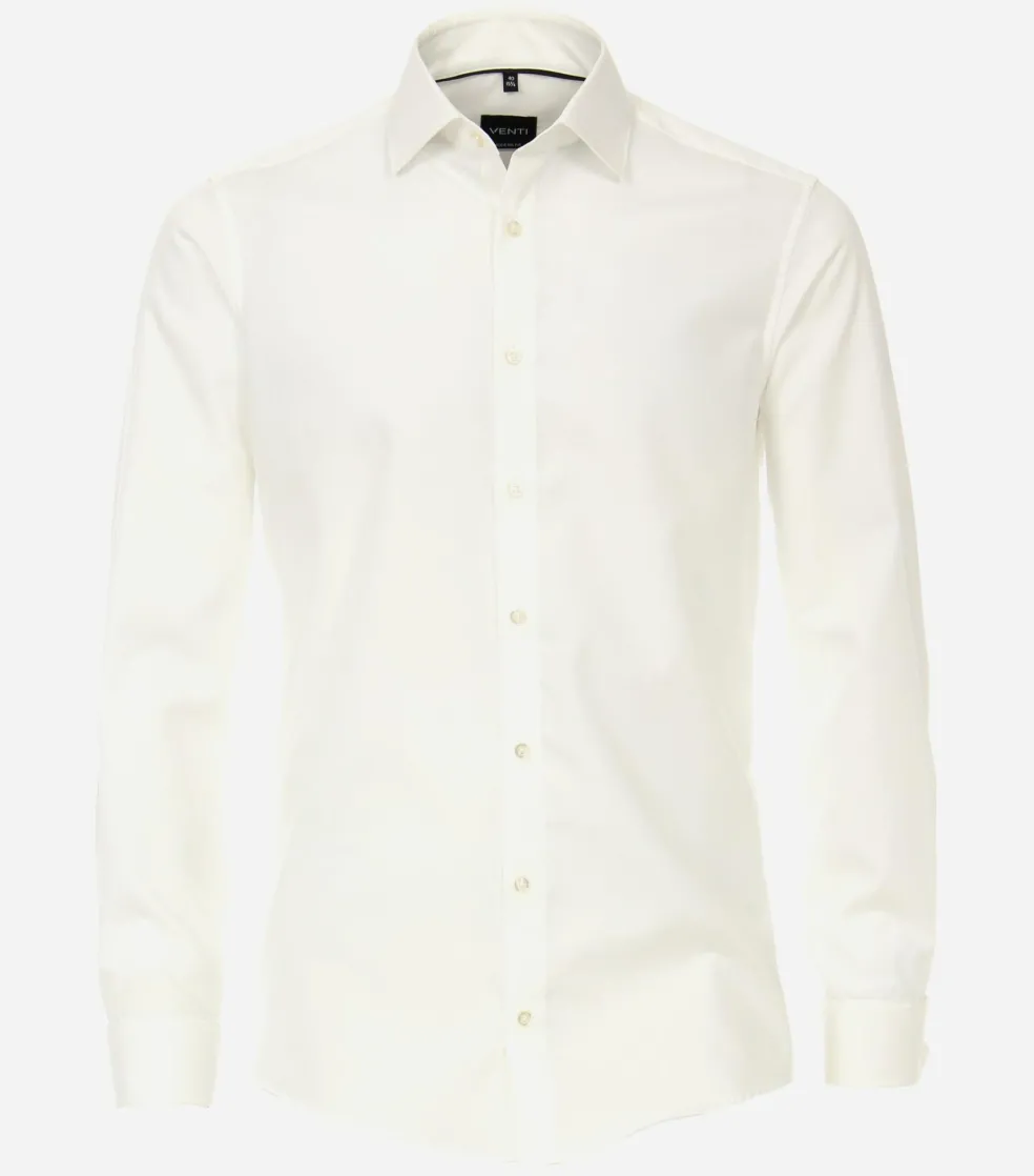 VENTI modern fit overhemd, popeline, beige met dubbele manchet