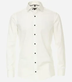 VENTI modern fit overhemd, popeline, wit met dubbele manchet