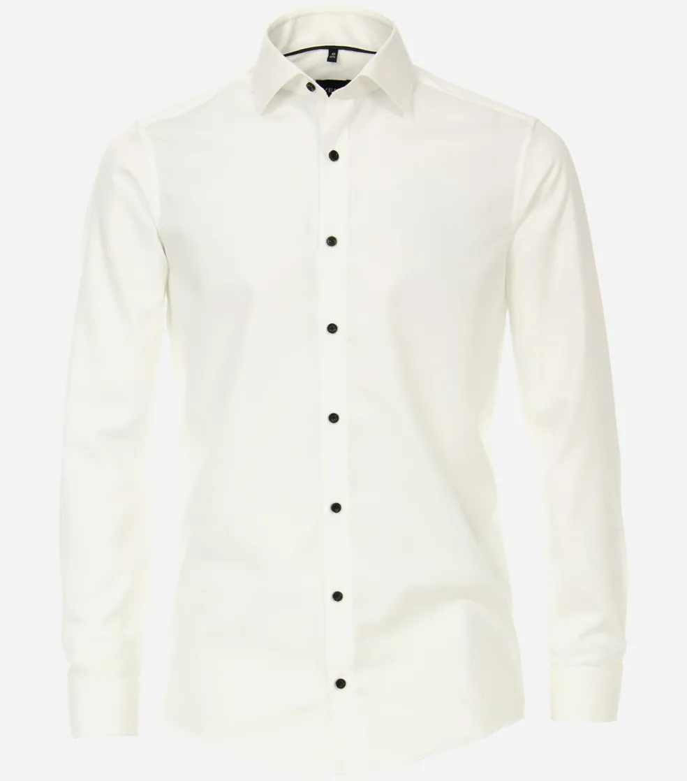 VENTI modern fit overhemd, popeline, wit met dubbele manchet
