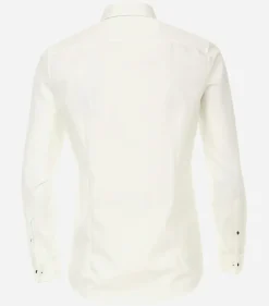 VENTI modern fit overhemd, popeline, wit met dubbele manchet