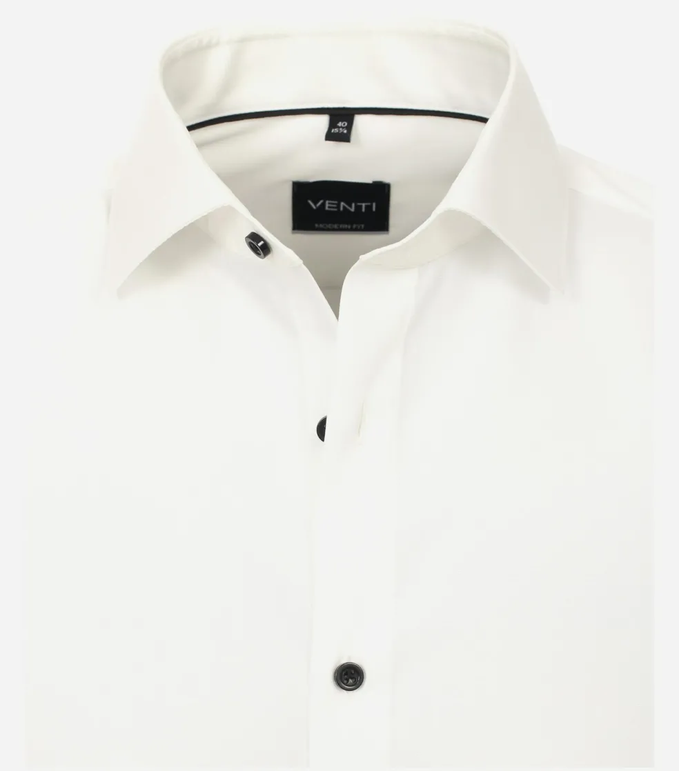 VENTI modern fit overhemd, popeline, wit met dubbele manchet