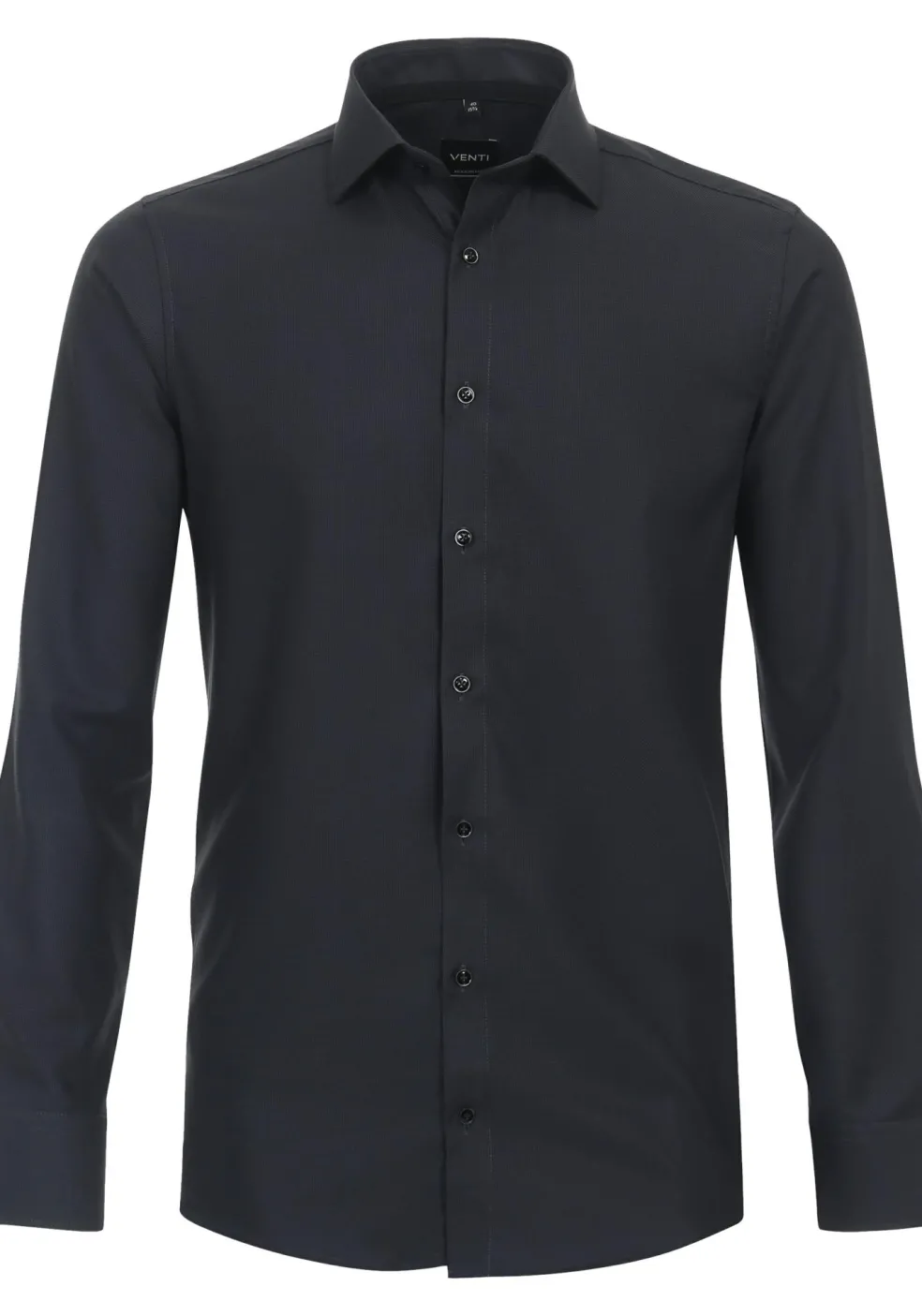 VENTI modern fit overhemd, structuur, zwart