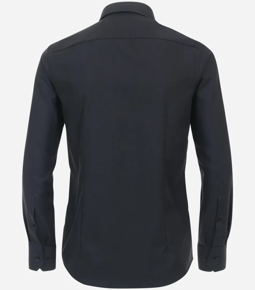 VENTI modern fit overhemd, structuur, zwart