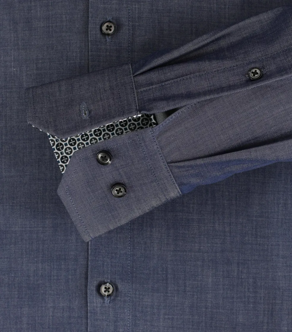 VENTI modern fit overhemd, twill, blauw