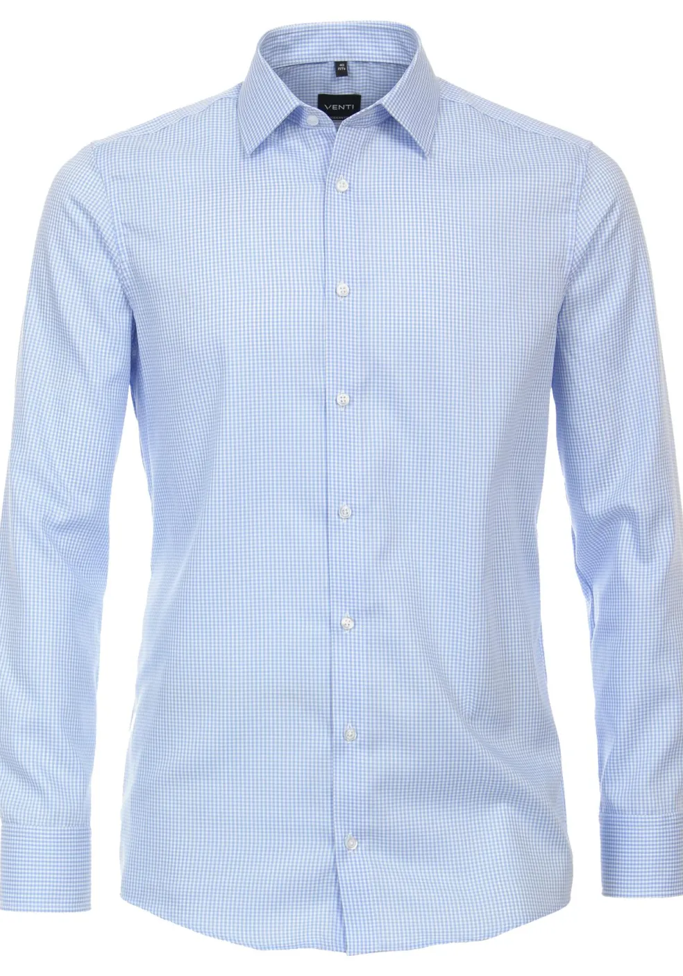 VENTI modern fit overhemd, twill, blauw met wit geruit