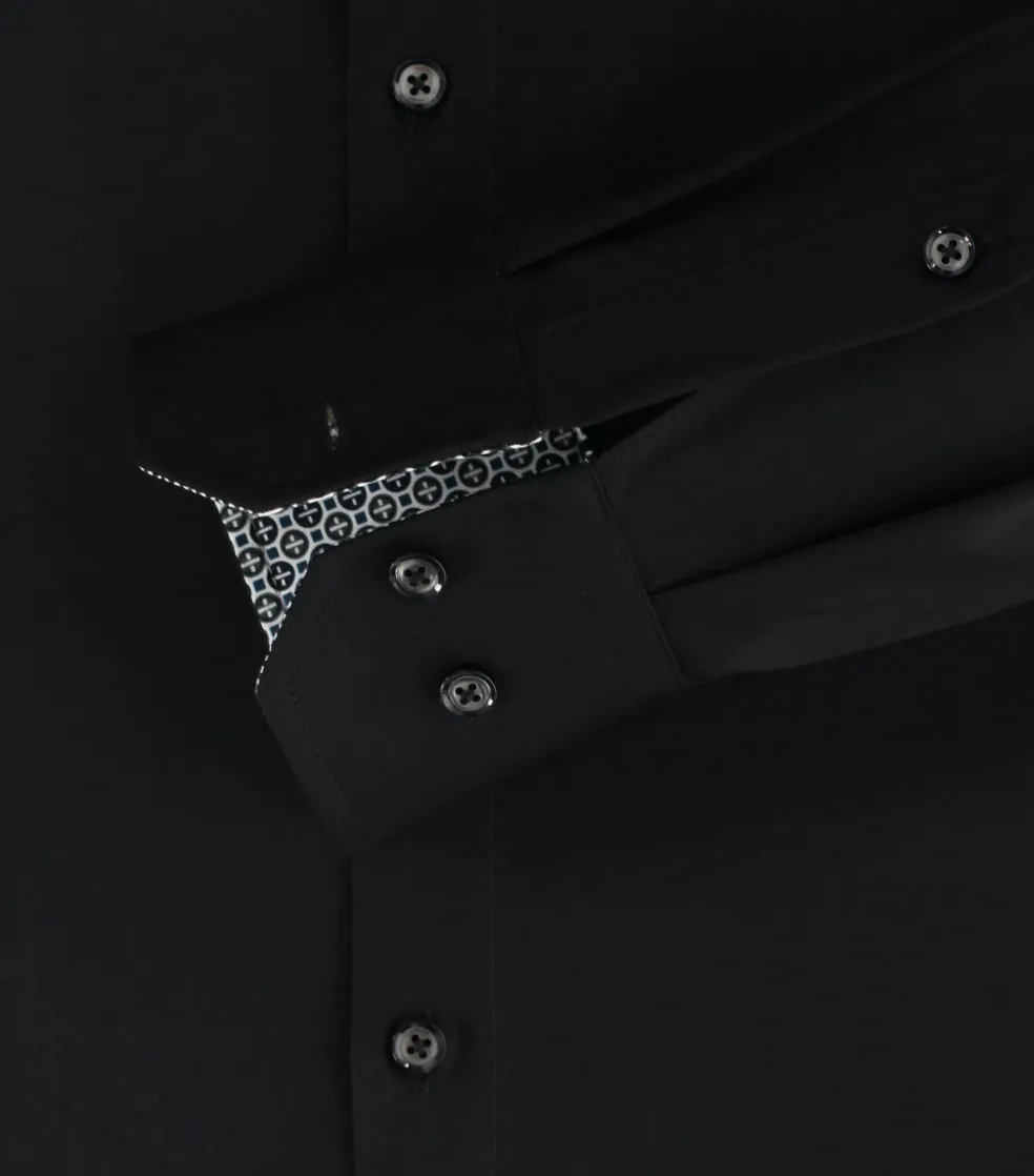 VENTI modern fit overhemd, twill, zwart